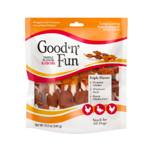 Good 'n' Fun Triple Flavor Kabobs Snack for All Dogs, 18 count, 12.0 oz