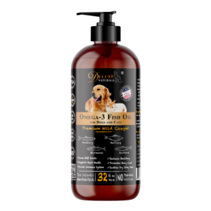 Deluxe Naturals Omega-3 Fish Oil for Dogs and Cats with All Natural Omega-3 EPA DHA Fatty Acids - 32 FL OZ